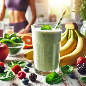 Gezonde afvalshake met vers fruit en spinazie